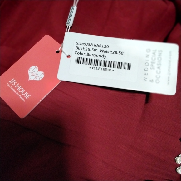 JJs House. NWT. Burgundy Full Length Chiffon Bridesmaid/Mother Bride Dress.  8. - Picture 15 of 15